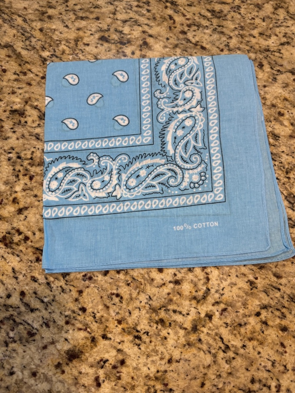 Light Blue Cotton Paisley Bandana - 100% Cotton